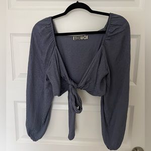 Audrey 3+1 long sleeve tie front crop top